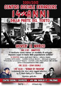 Festa per i 14 anni di occupazione del Centro Sociale ExKarcere